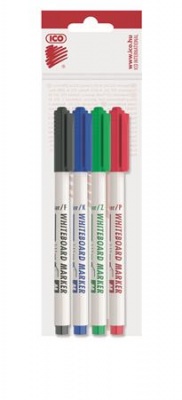 Tábla- és flipchart marker készlet, 1-1,5 mm, kúpos, ICO "Slim M", 4 különböző szín